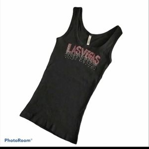 Chelona Las Vegas Rhinestone Logo Knit Tank Top